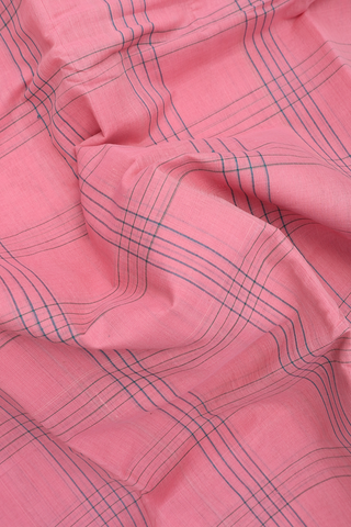 Kanchi Cotton Saree In Pink With Checks