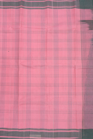 Kanchi Cotton Saree In Pink With Checks