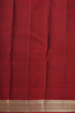 Kanchipuram Silk Saree In Brick Red With Stripes Design