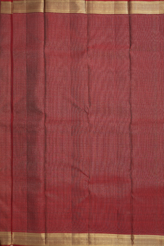 Kanchipuram Silk Saree In Brick Red With Stripes Design