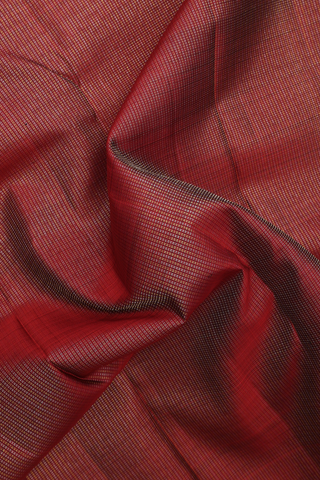 Kanchipuram Silk Saree In Brick Red With Stripes Design