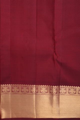 Kanchipuram Silk Saree In Maroon With Stripes Design