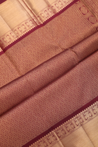 Kanchipuram Silk Saree In Maroon With Stripes Design