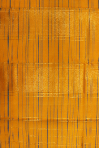 Kanchipuram Silk Saree In Yellow With Checks Design