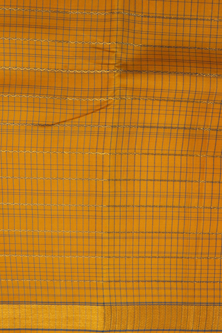 Kanchipuram Silk Saree In Yellow With Checks Design