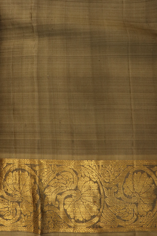 Kanchipuram Silk Saree In Olive Brown With Zari Buttas