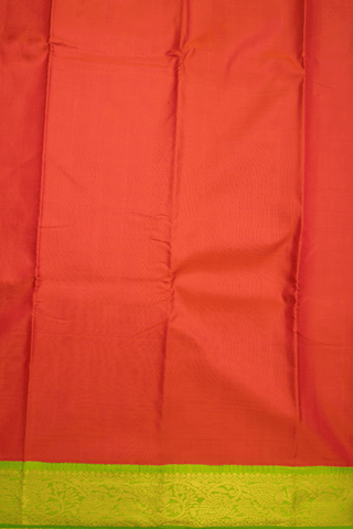 Korvai Zari Border Plain Bright Orange Kanchipuram Silk Saree