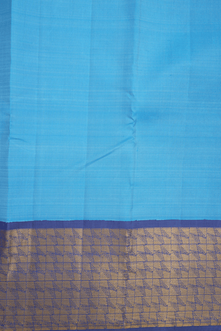Korvai Zari Border Plain Light Blue Kanchipuram Silk Saree