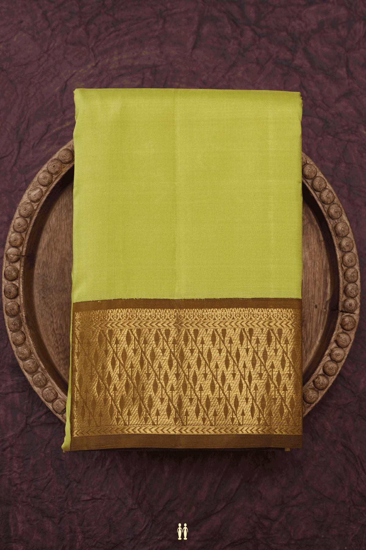 Korvai Zari Border Plain Pastel Green Kanchipuram Silk Saree