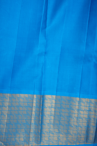 Korvai Zari Border Plain Pigeon Blue Kanchipuram Silk Saree