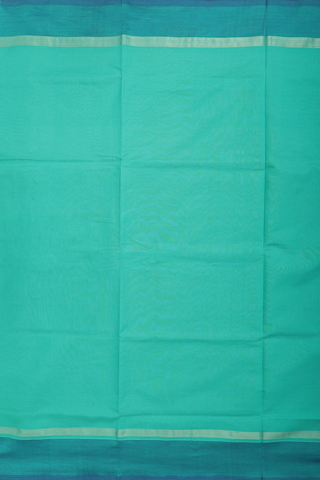 Poly Cotton Saree In Sea Green With Contrast Border