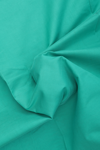 Poly Cotton Saree In Sea Green With Contrast Border