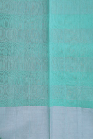 Kora Silk Cotton Saree In Sea Green With Floral Buttas