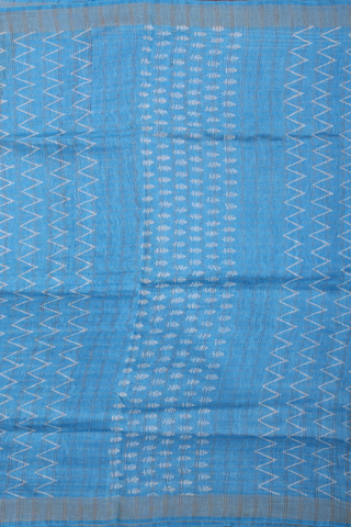 Linen Saree In Blue With Checks Design