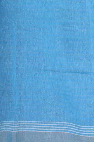 Linen Saree In Blue With Checks Design