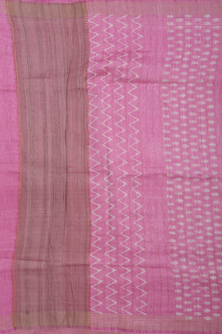 Linen Saree In Pink With Checks Design