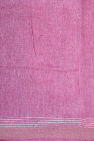 Linen Saree In Pink With Checks Design