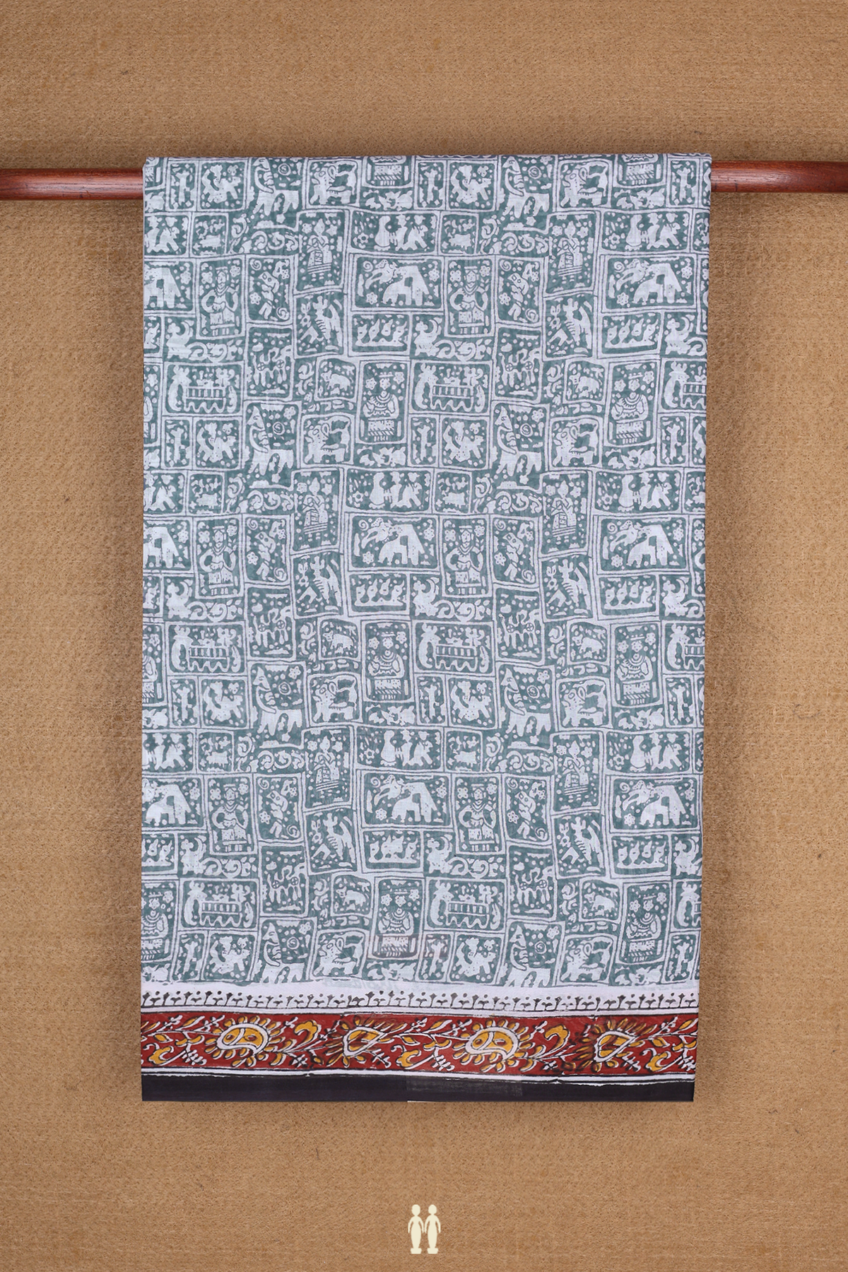 Hyderabad Cotton Saree In White And Grey With Printed Design