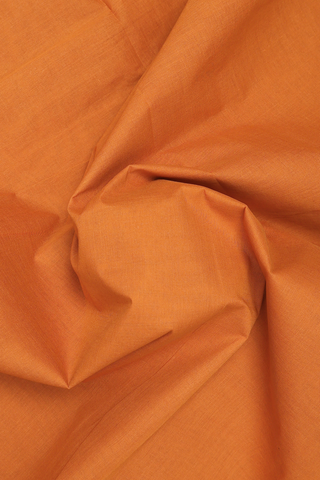 Hyderabad Cotton Saree In Ochre Orange With Printed Border