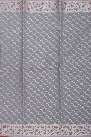 Kota Cotton Saree In Dark Grey With Diagonal Design