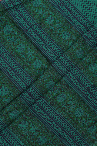 Jaipur Cotton Saree In Teal Green With Printed Design