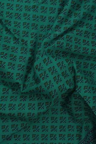 Jaipur Cotton Saree In Teal Green With Printed Design