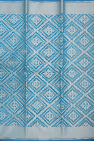 Kota Cotton Saree In Teal Blue With Diamond Design