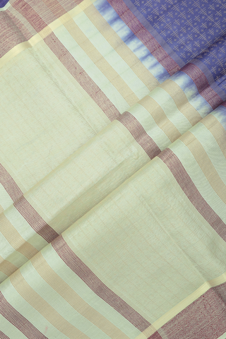 Semi Raw Silk Saree In Berry Blue With Allover Design