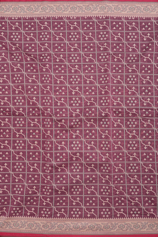 Kota Cotton Saree In Burgundy Red With Checks Design