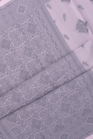 Kota Cotton Saree In Powder Pink With Threadwork Design