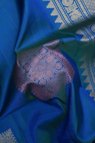 Mandala Zari Design Cobalt Blue Kanchipuram Silk Saree
