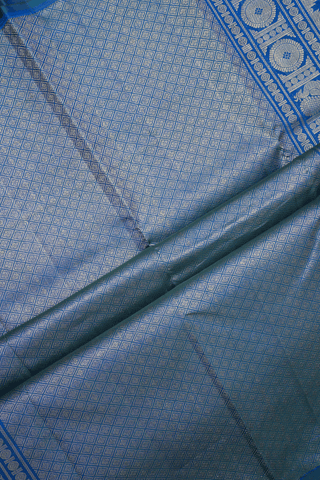 Mandala Zari Design Cobalt Blue Kanchipuram Silk Saree
