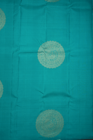 Mandala Zari Design Dark Sea Green Kanchipuram Silk Saree