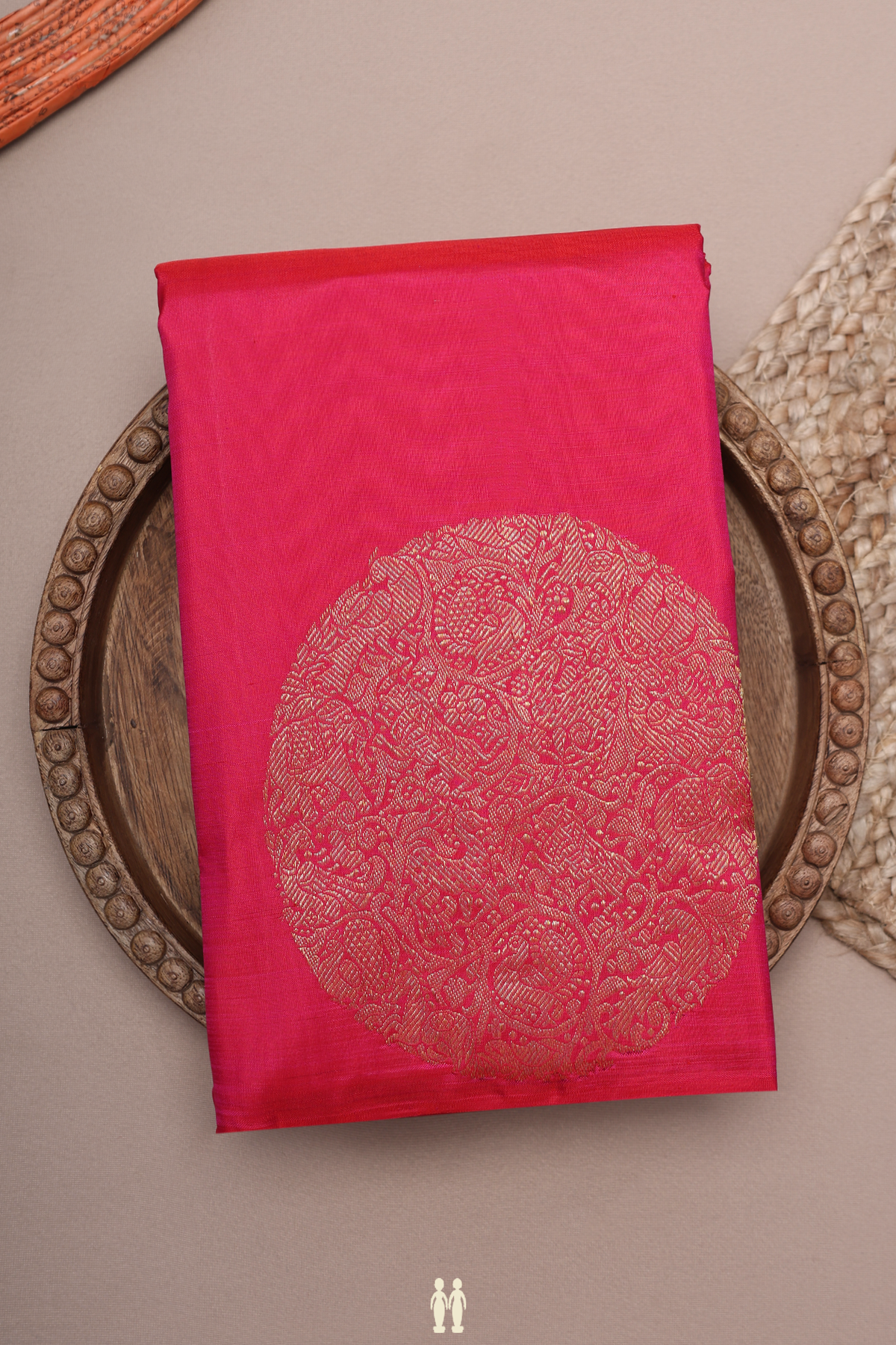 Mandala Zari Design Rani Pink Kanchipuram Silk Saree