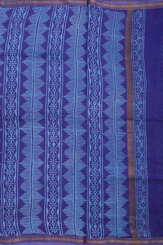 Mangalagiri Cotton Saree In Royal Blue With Printed Design