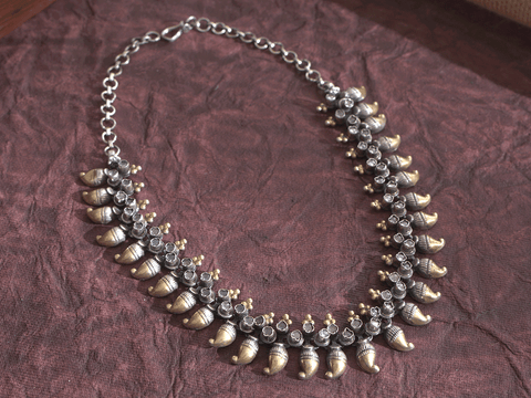 Mango Design Oxidized Pure Silver Necklace