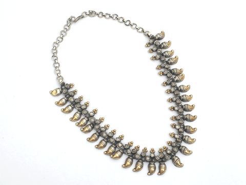 Mango Design Oxidized Pure Silver Necklace