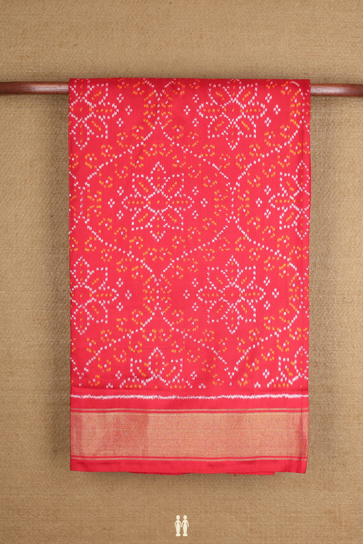 Pochampally Silk Saree In Chilli Red With Allover Design