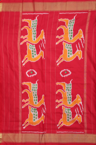 Pochampally Silk Saree In Chilli Red With Allover Design