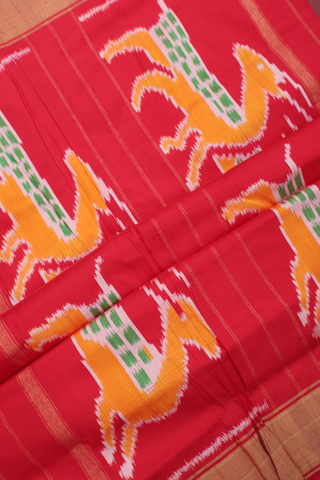 Pochampally Silk Saree In Chilli Red With Allover Design