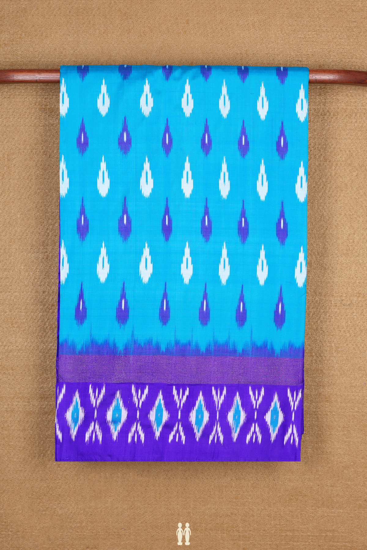 Pochampally Silk Saree In Deep Sky Blue With Allover Motifs