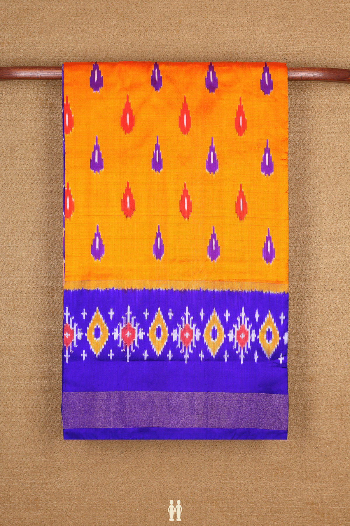 Pochampally Silk Saree In Orange With Allover Buttas