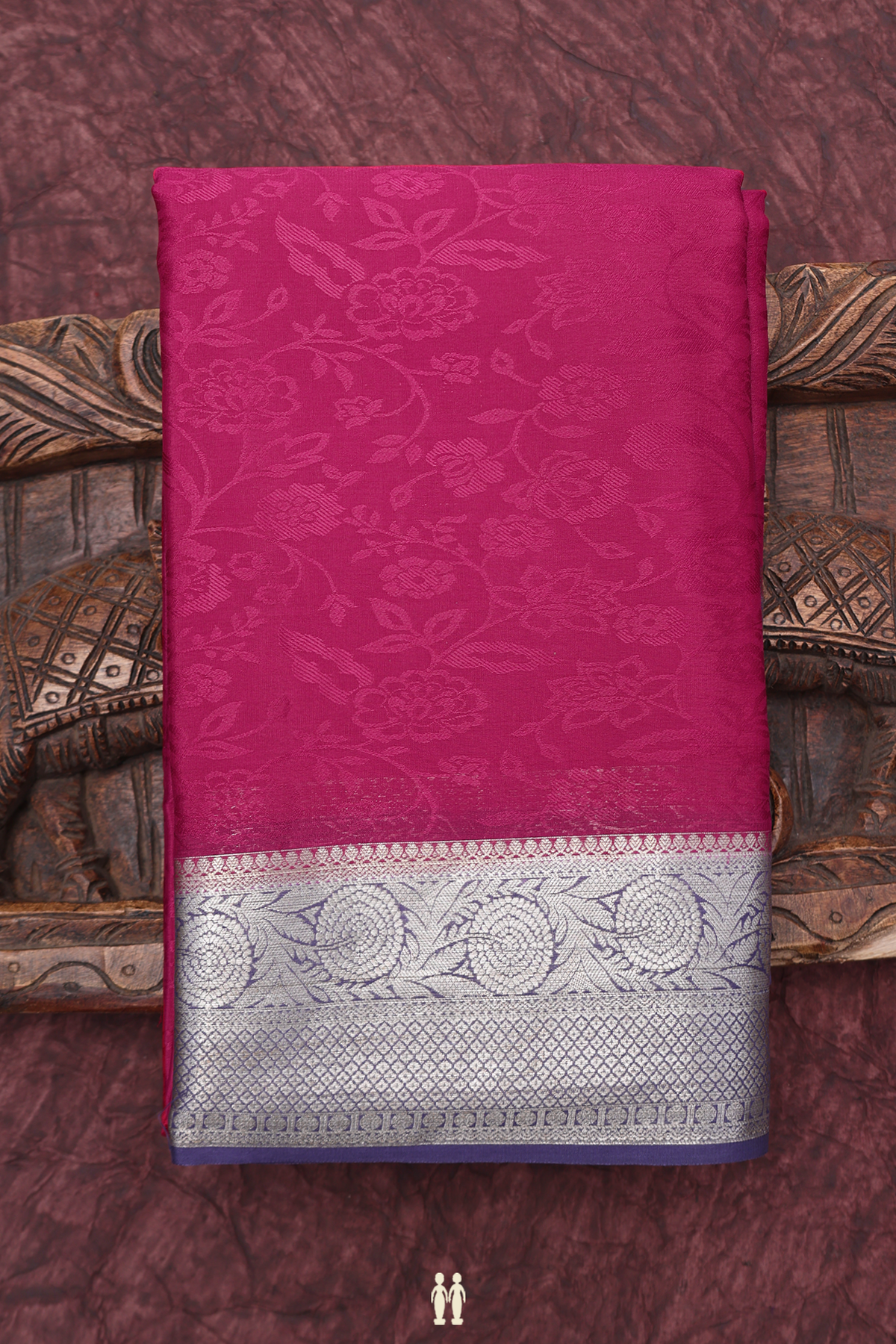 Mysore Silk Saree In Rose Red With Self Design