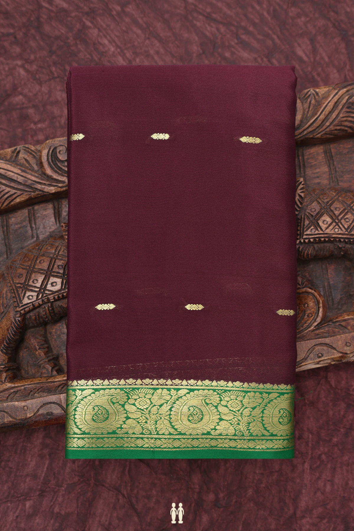 Mysore Silk Saree In Plum Purple With Zari Buttis