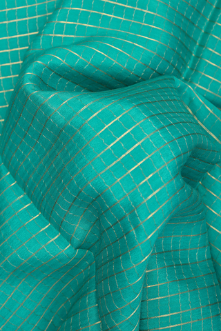 Mysore Silk Saree In Peacock Green With Checks Design