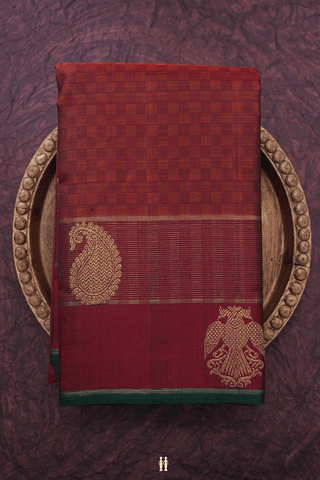 Paai Madippu Kattai Design Maroon Kanchipuram Silk Saree