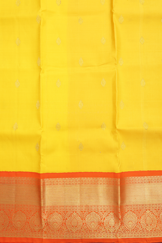 Paisley Buttas Yellow Kanchipuram Pavadai Sattai Material