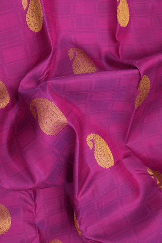 Paisley Zari Buttas Deep Magenta Kanchipuram Silk Saree