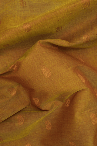 Paisley Zari Buttas Golden Brown Venkatagiri Cotton Saree