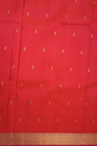 Paisley Zari Buttas Hot Pink Kanchipuram Silk Saree